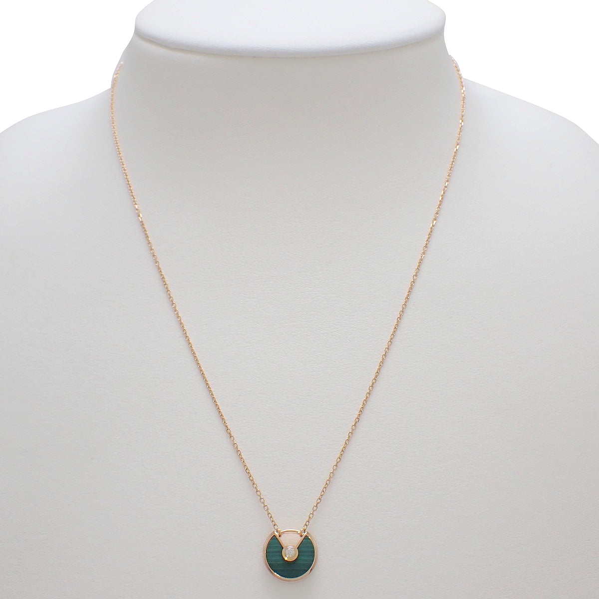 アミュレット ドゥ カルティエ ネックレス ダイヤモンド/マラカイト ピンクゴールド K18PG 3.0g