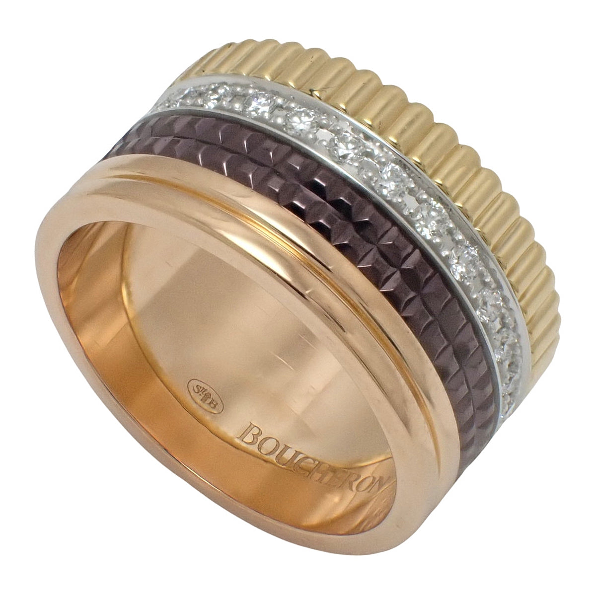 Quatre Classic Diamond Ring, Large, Yellow Gold, White Gold, Pink Gold, 18K, 14.9g