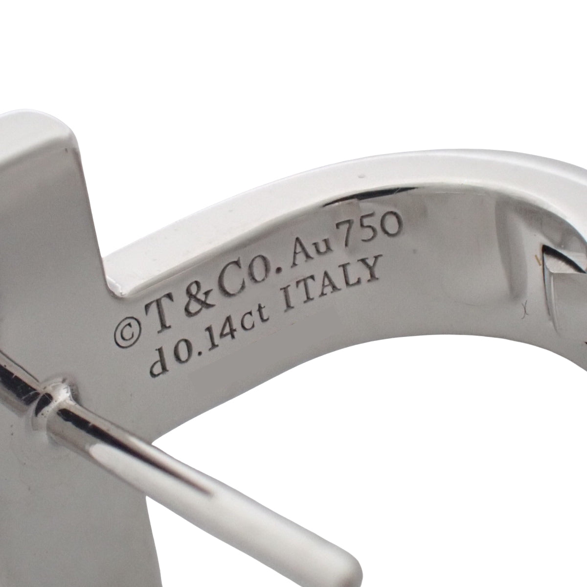 T ワン ハーフ パヴェ ダイヤモンド ハギー ピアス ダイヤモンド D0.14 ホワイトゴールド K18WG 7.7g