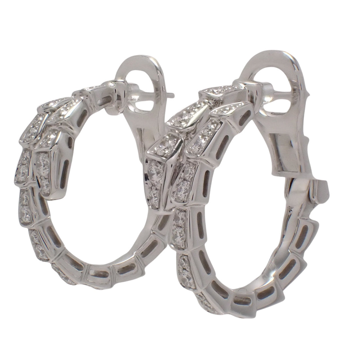 Serpenti Viper Earrings with Diamonds in 18K White Gold and 8.1g