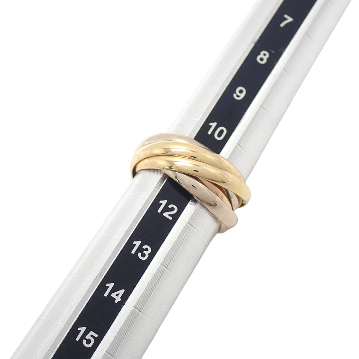 les must de Cartier Trinity Ring, 18K Yellow Gold/Pink/White Gold, 8.5g, 5-Row