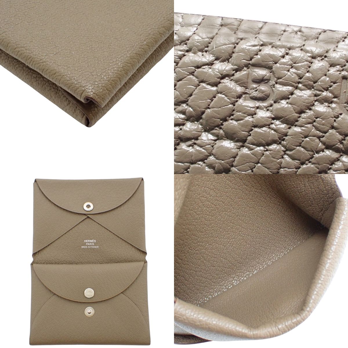 Calvi Duo Chevre Palladium Hardware Etoupe/Etoupe B stamp