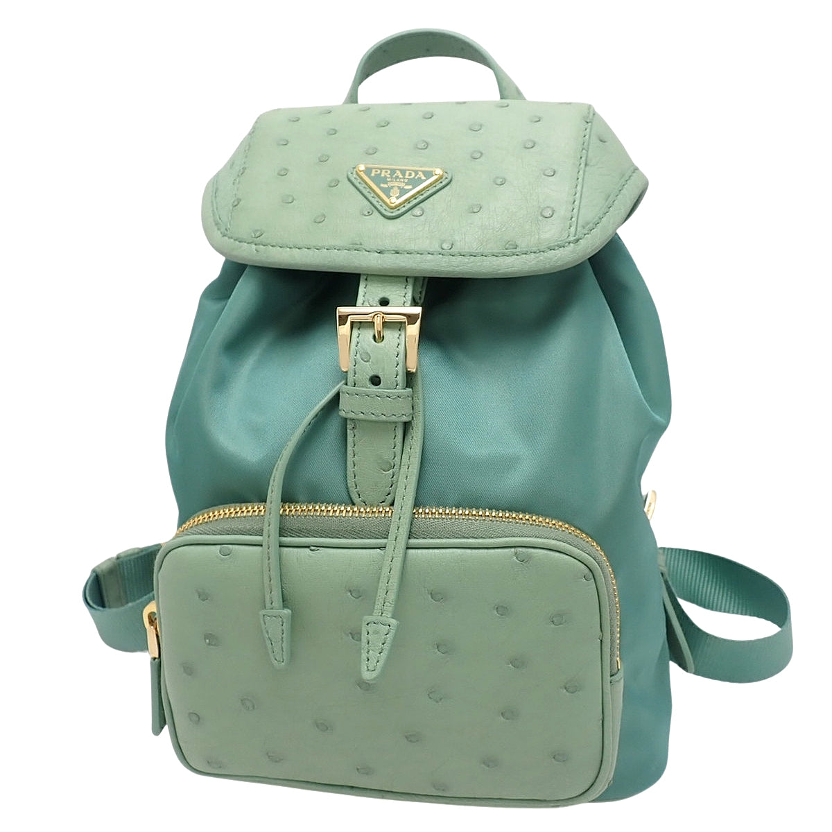 Triangle logo backpack in nylon and ostrich green (1BZ074)