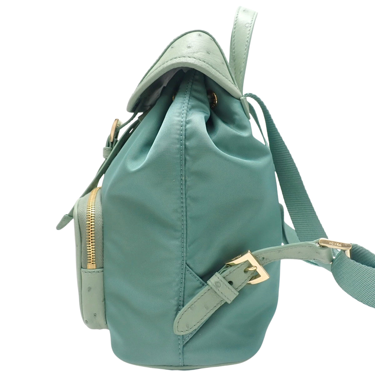 Triangle logo backpack in nylon and ostrich green (1BZ074)