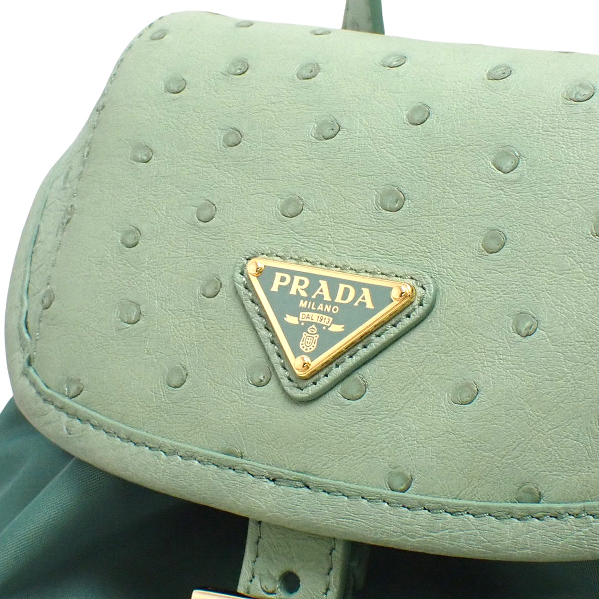 Triangle logo backpack in nylon and ostrich green (1BZ074)