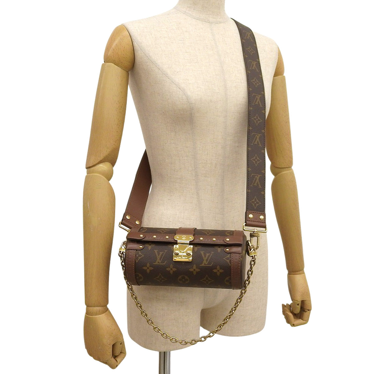 Papillon Trunk Monogram Canvas Leather Brown M57835