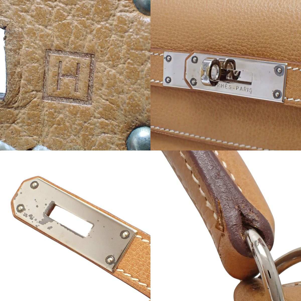 Kelly 32 (Sellier) Vache Liegee Palladium Hardware Gold Silver Hardware □H stamp