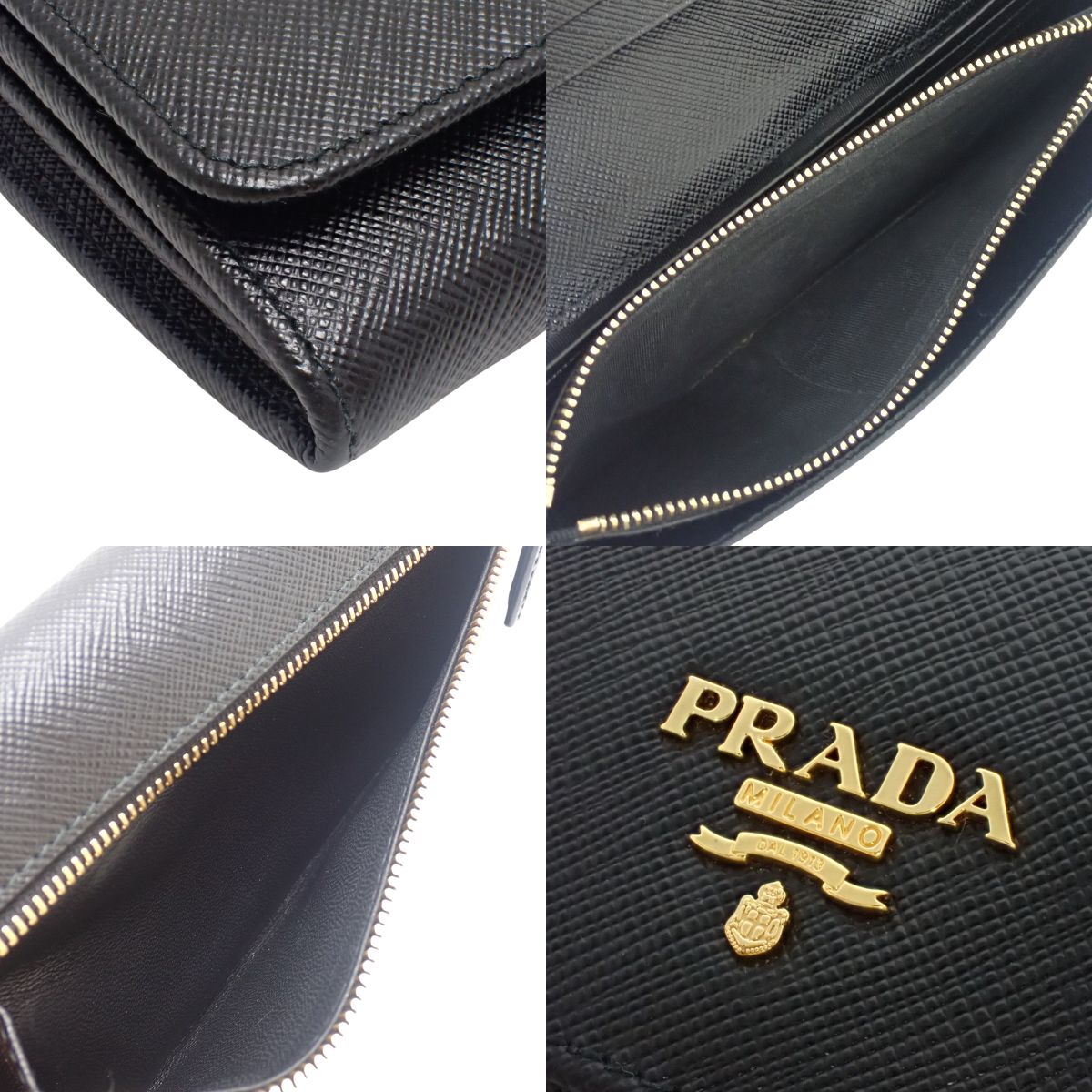 Logo long wallet in Saffiano leather, black, 1MH132