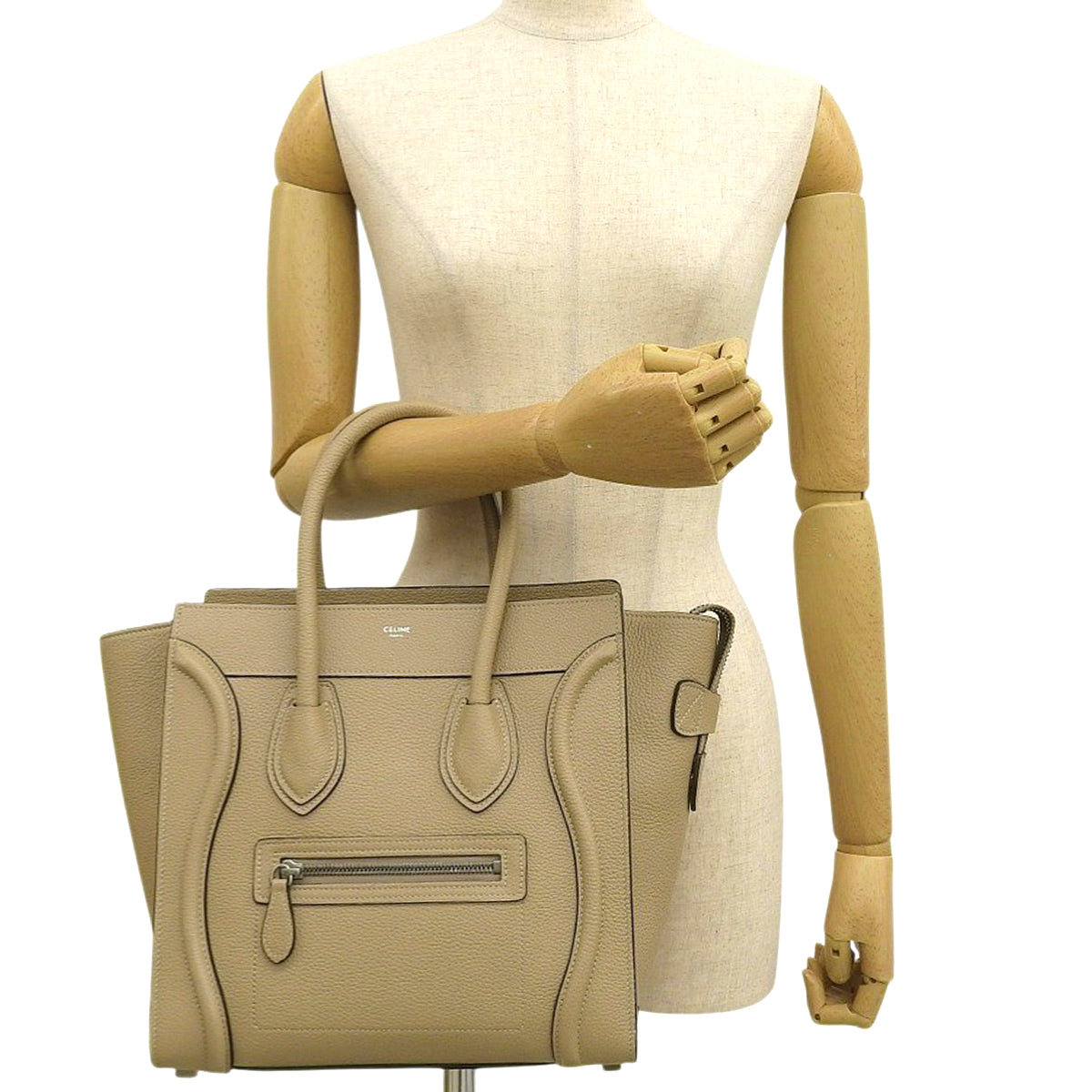 Luggage Micro Shopper in Drummed Calfskin, Dune, 189793DRU.03UN
