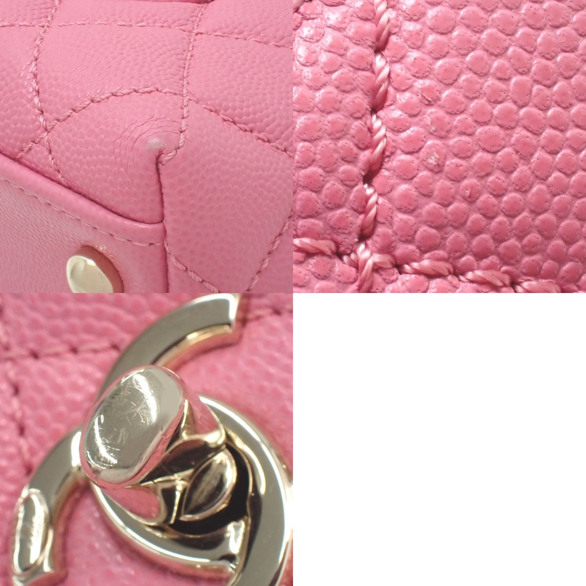 Coco Handle 17 XXS Chain Shoulder Bag in Pink Caviar Skin AS2215