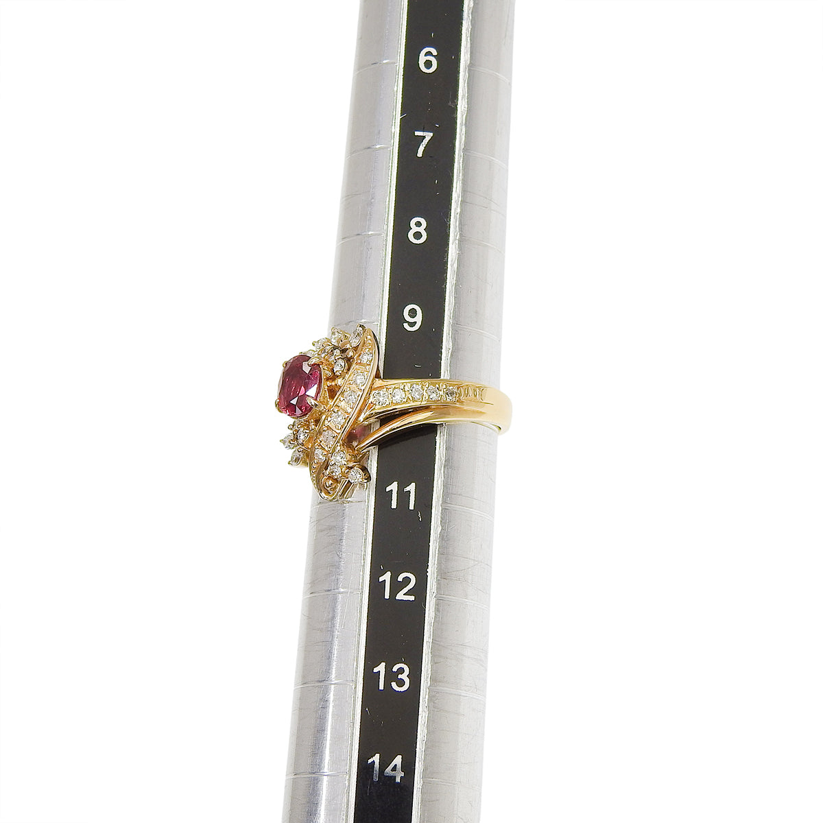 ルビー ダイヤモンド リング R0.67/D0.33 K18YG 6.2g
