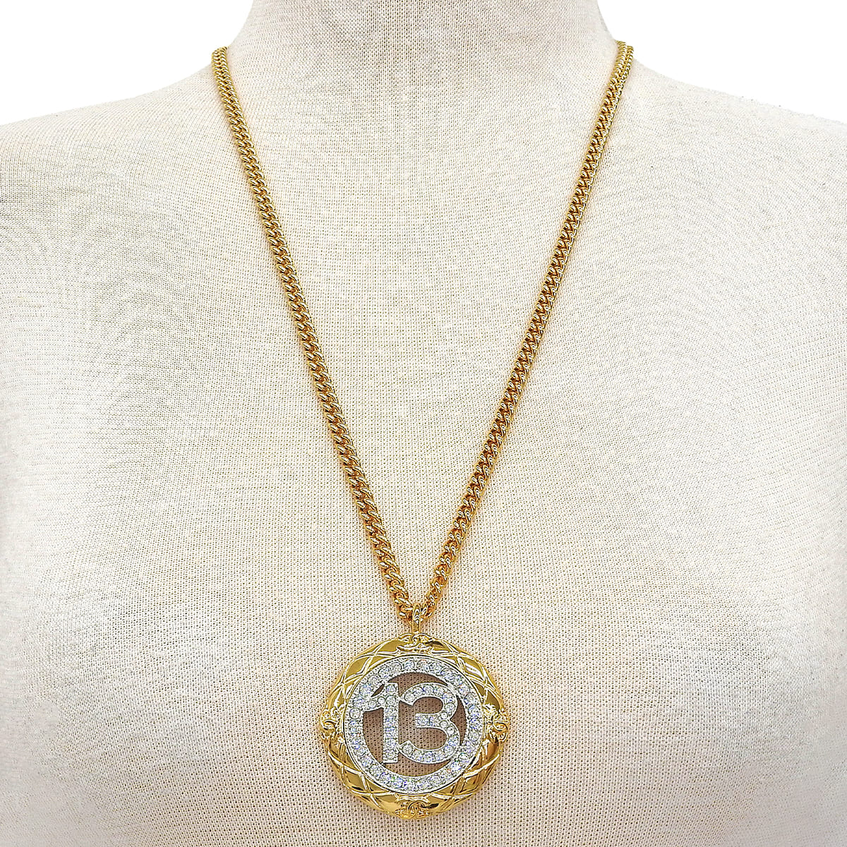 CC Mark Rhinestone Necklace Metal (GP) No. 13