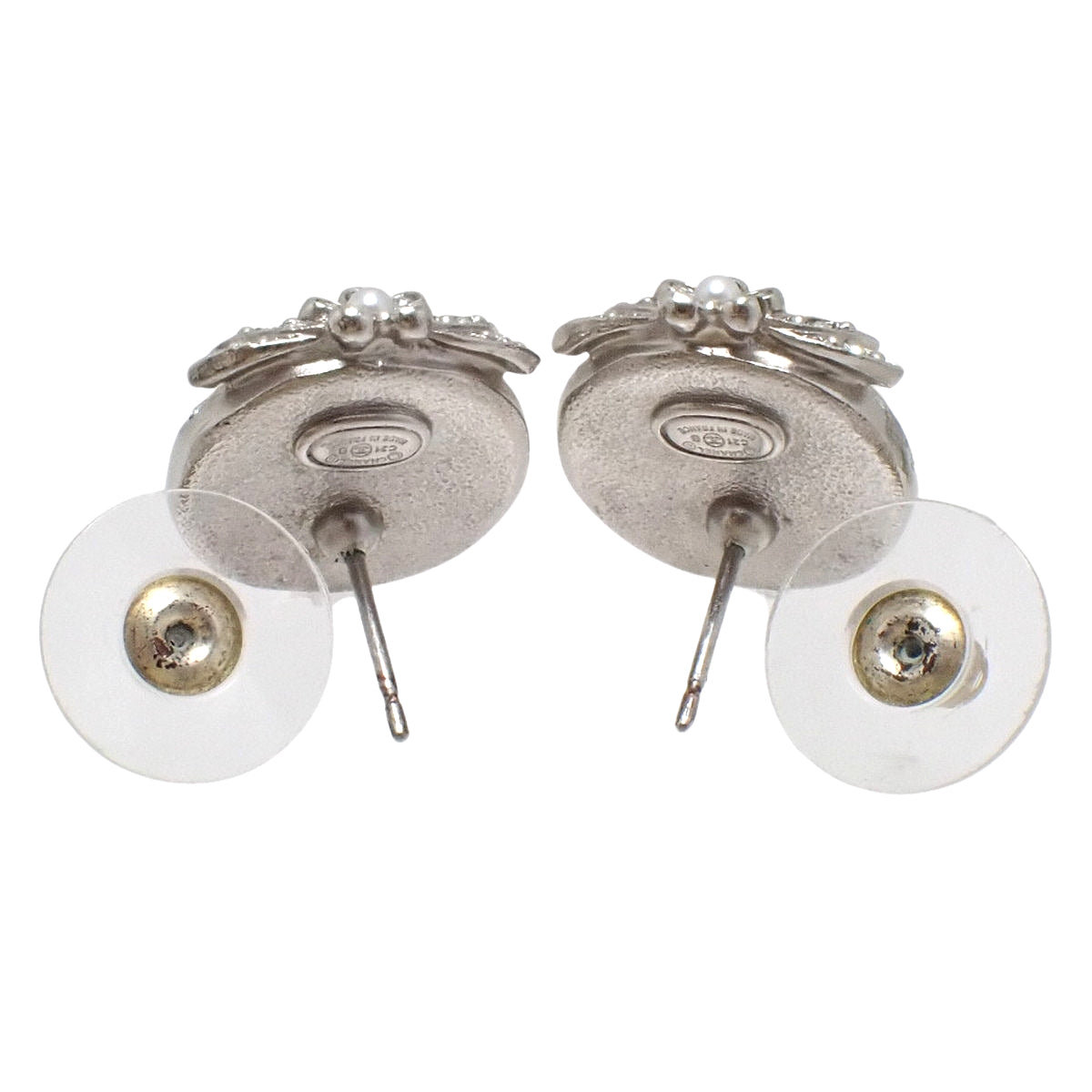 ココマーク ラインストーン パール ピアス メタル