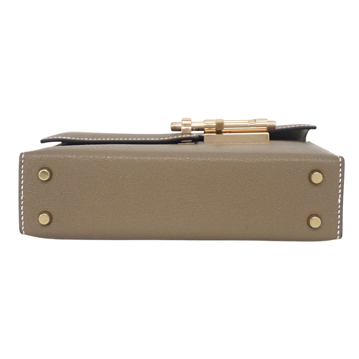 Veau Mini Chèvre Étaupe/Etoupe Gold Hardware B Stamp