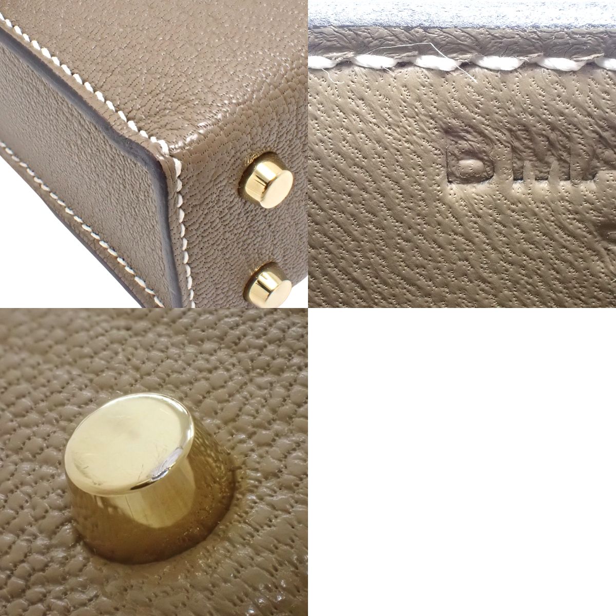 Veau Mini Chèvre Étaupe/Etoupe Gold Hardware B Stamp