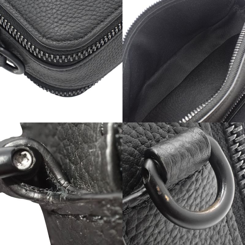 Aerogram Alpha Wearable Wallet in Grained Calfskin Leather, Black, M59161