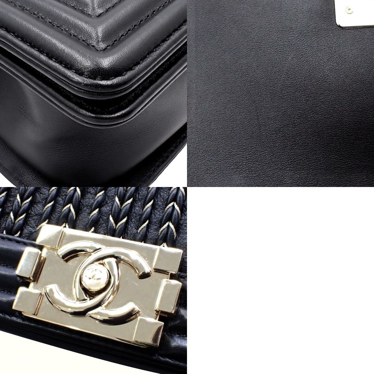 Boy Chanel 20 小号链条肩背包，黑色皮革 A67085