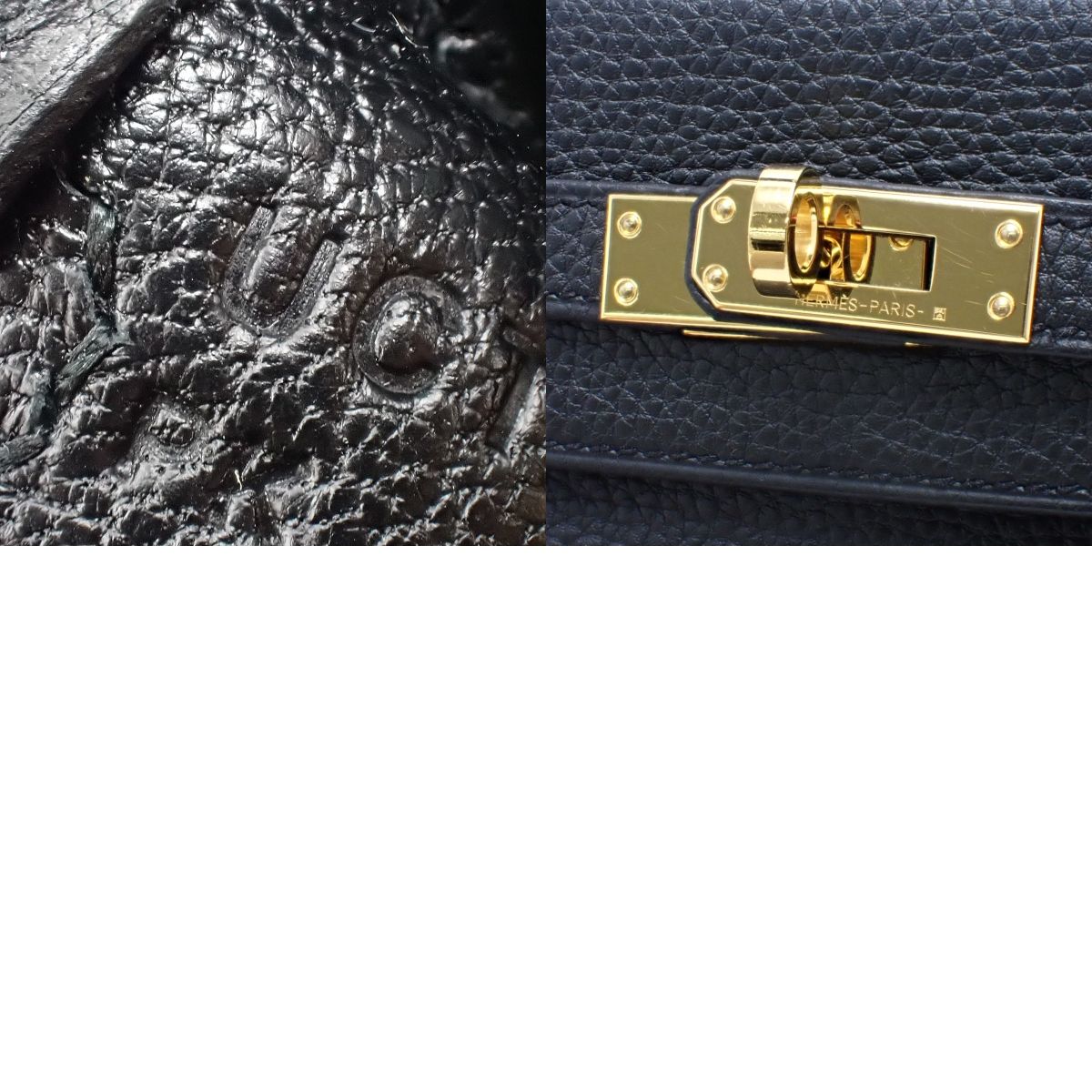 ケリー25 (内縫い) トゴ ブラック ゴールド金具 U刻印