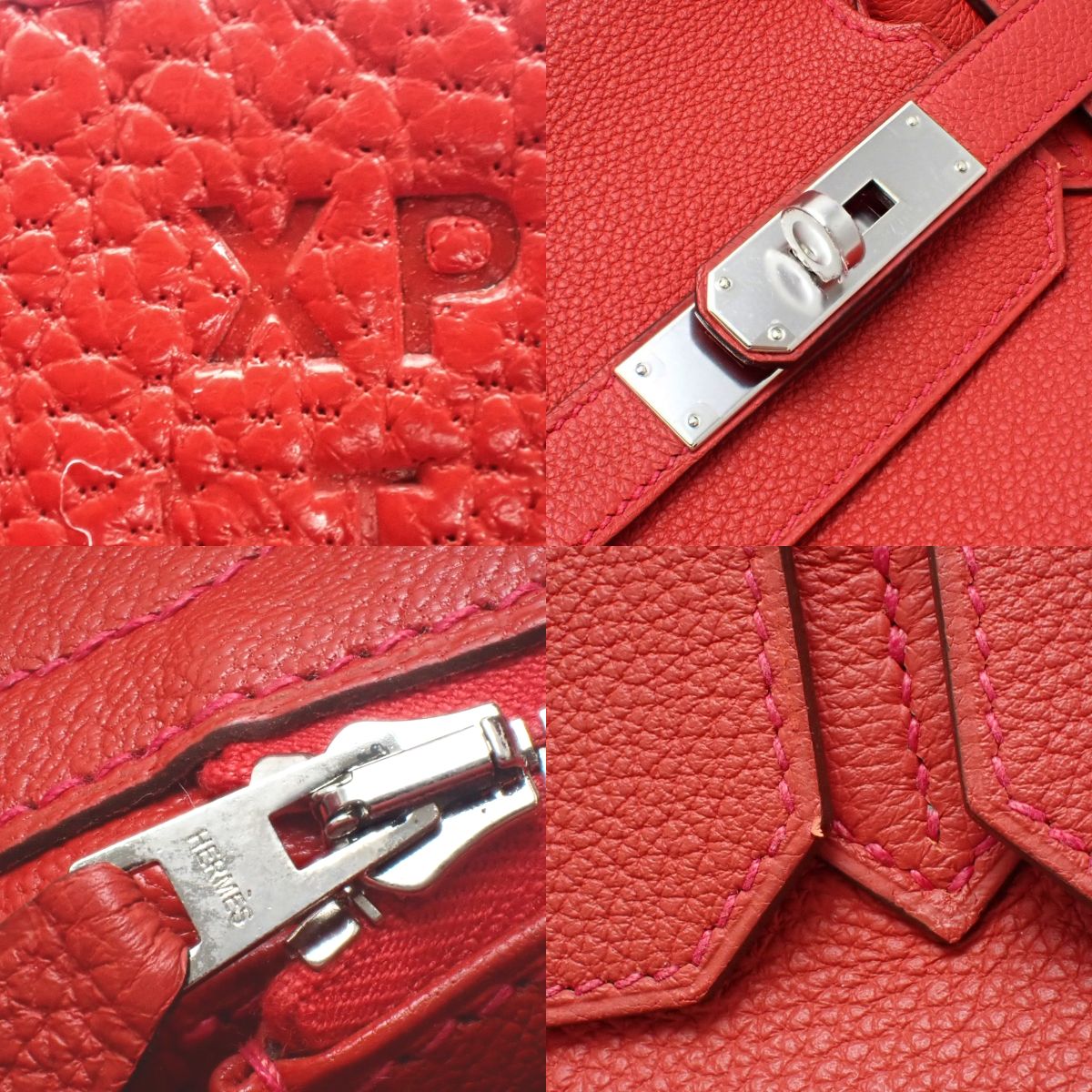 Birkin 30 Togo Vermilion Silver Hardware X Stamp