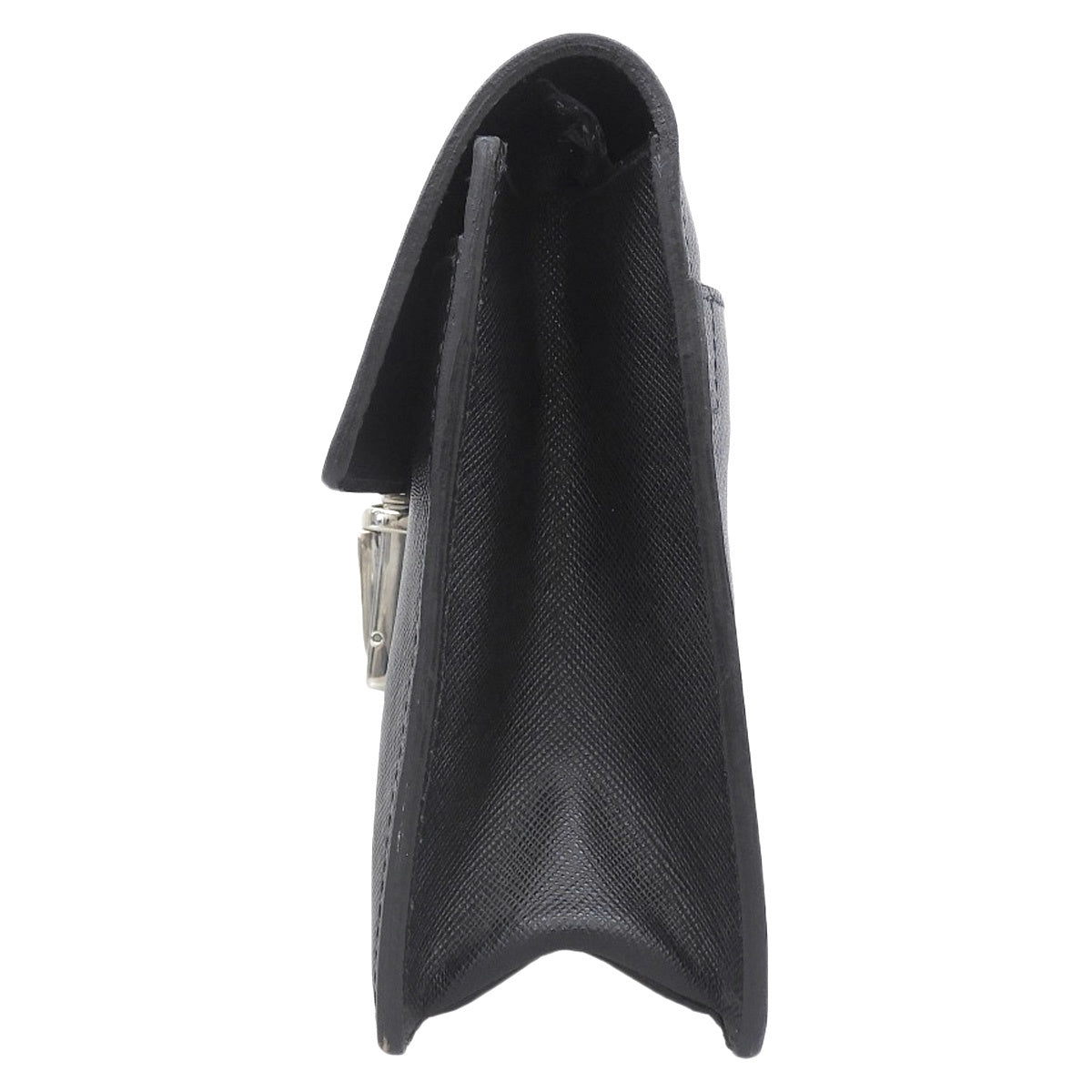 三角ロゴ クラッチバッグ サフィアーノレザー ネイビー ブラック VR0049