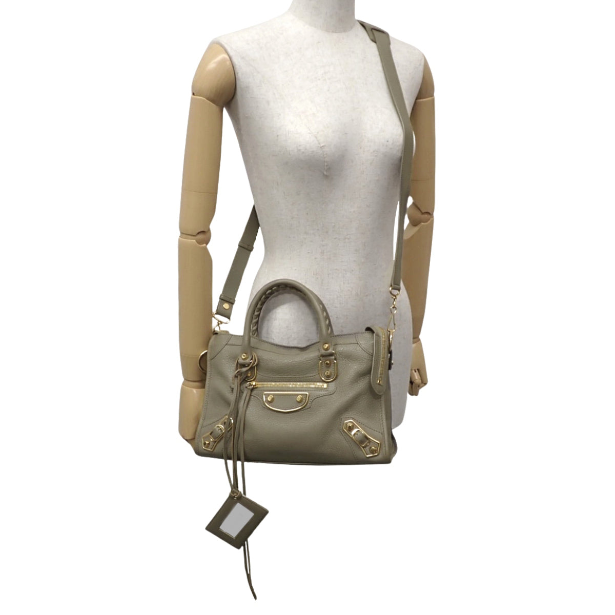 Classic Metallic Edge City S Leather Greige 432831