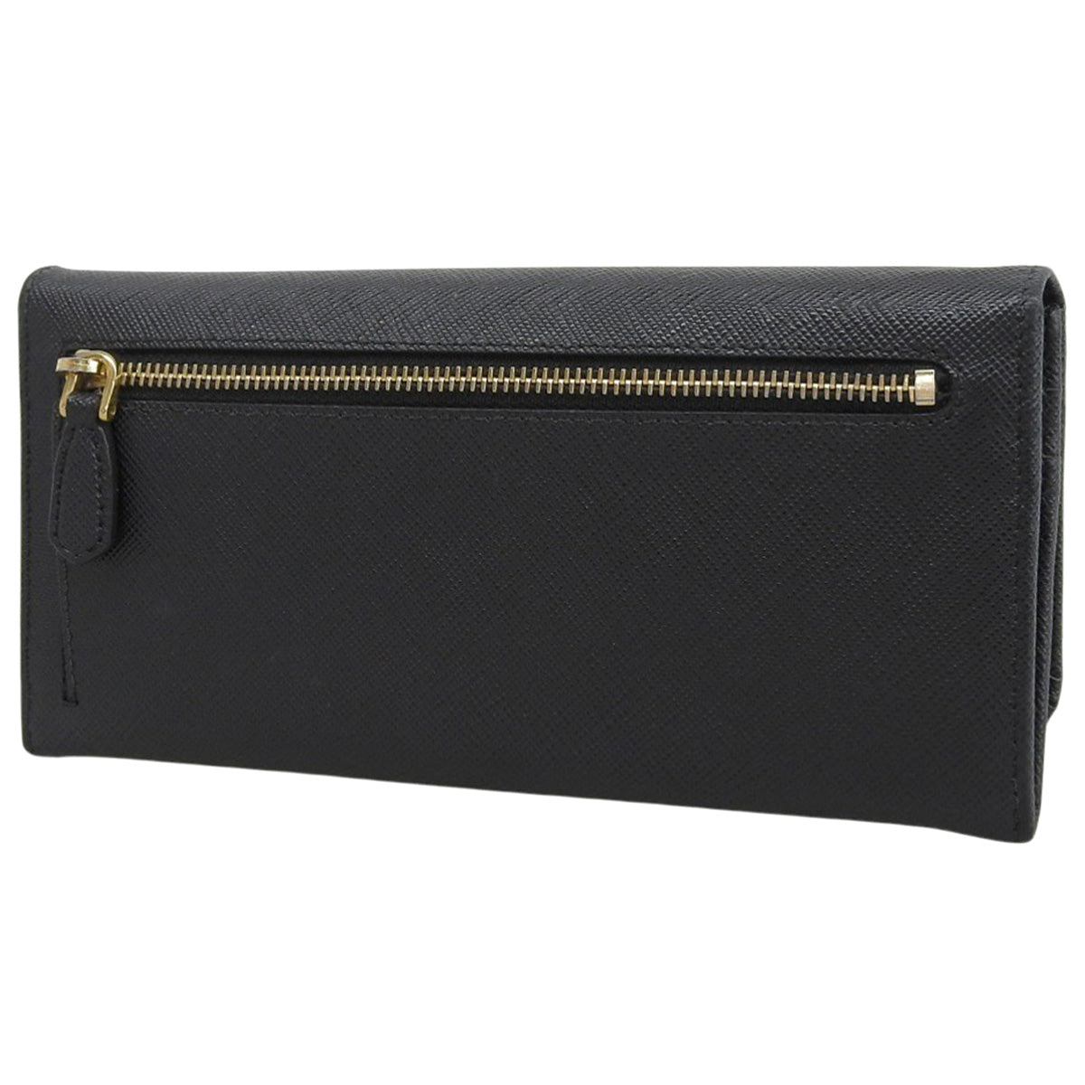 Ribbon Bifold Long Wallet in Saffiano Leather NERO 1M1132