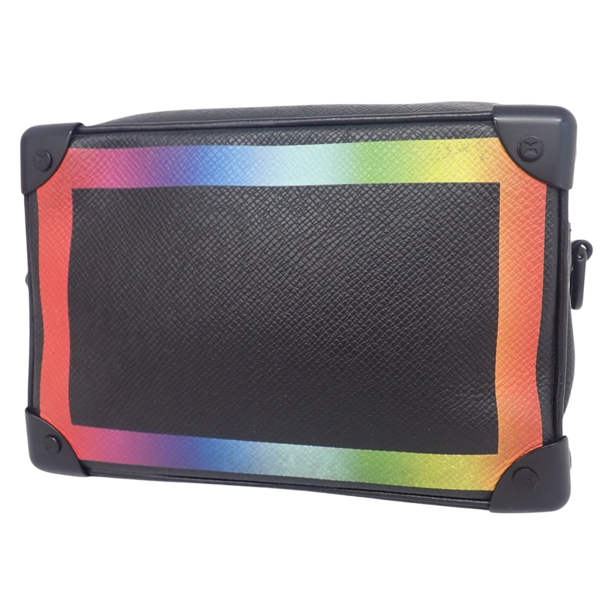 Taiga Mini Soft Trunk in Taiga Leather, Black and Multicolor, M30351
