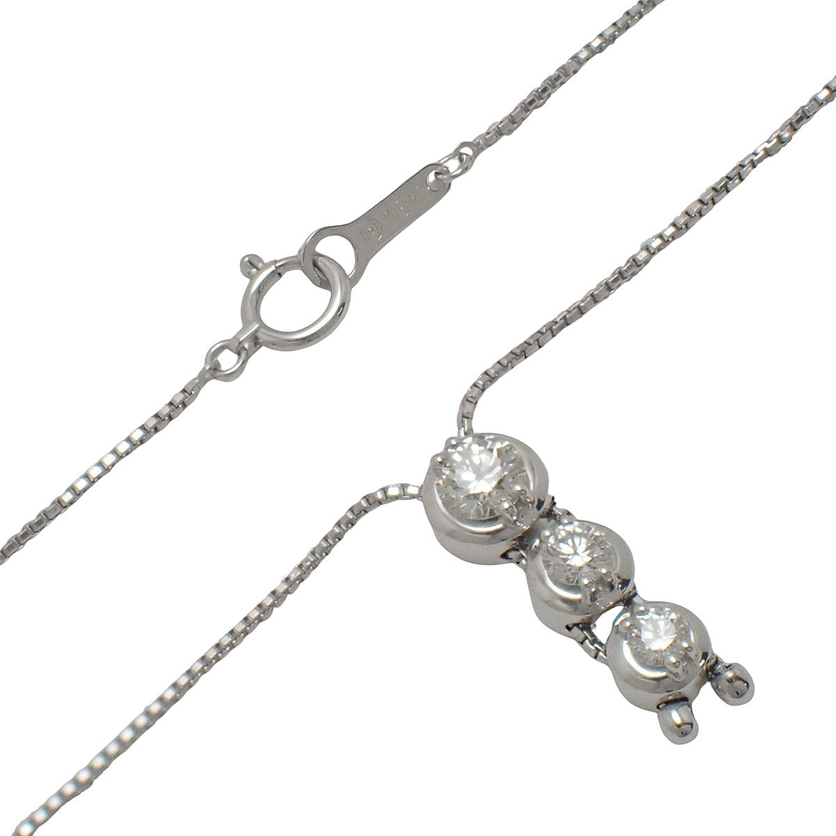 トリロジー ネックレス ダイヤモンド D0.57 ホワイトゴールド K18WG 6.2g