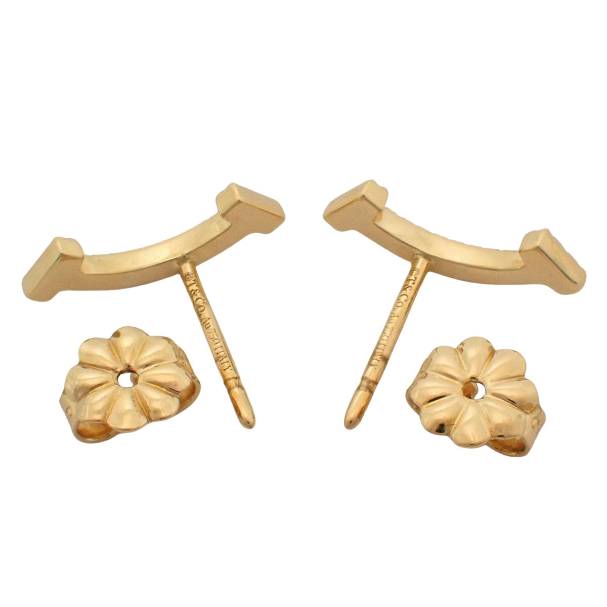 T スマイル ミニ ピアス ダイヤモンド イエローゴールド K18YG 1.7g