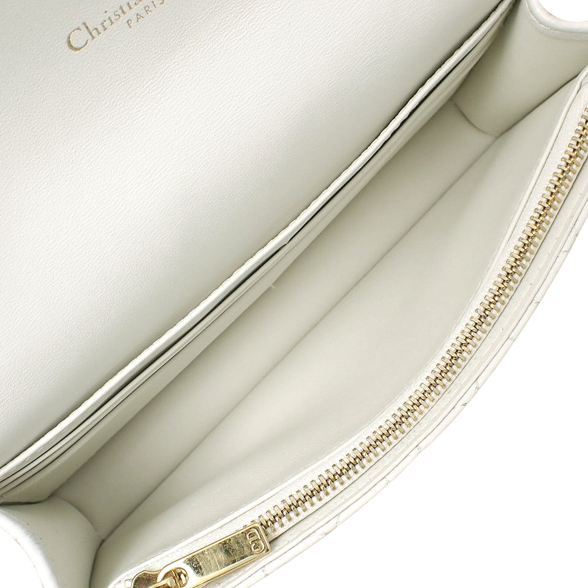 Cannage Dior Caro Chain Pouch in White Calfskin (S5134UWHC_M030)