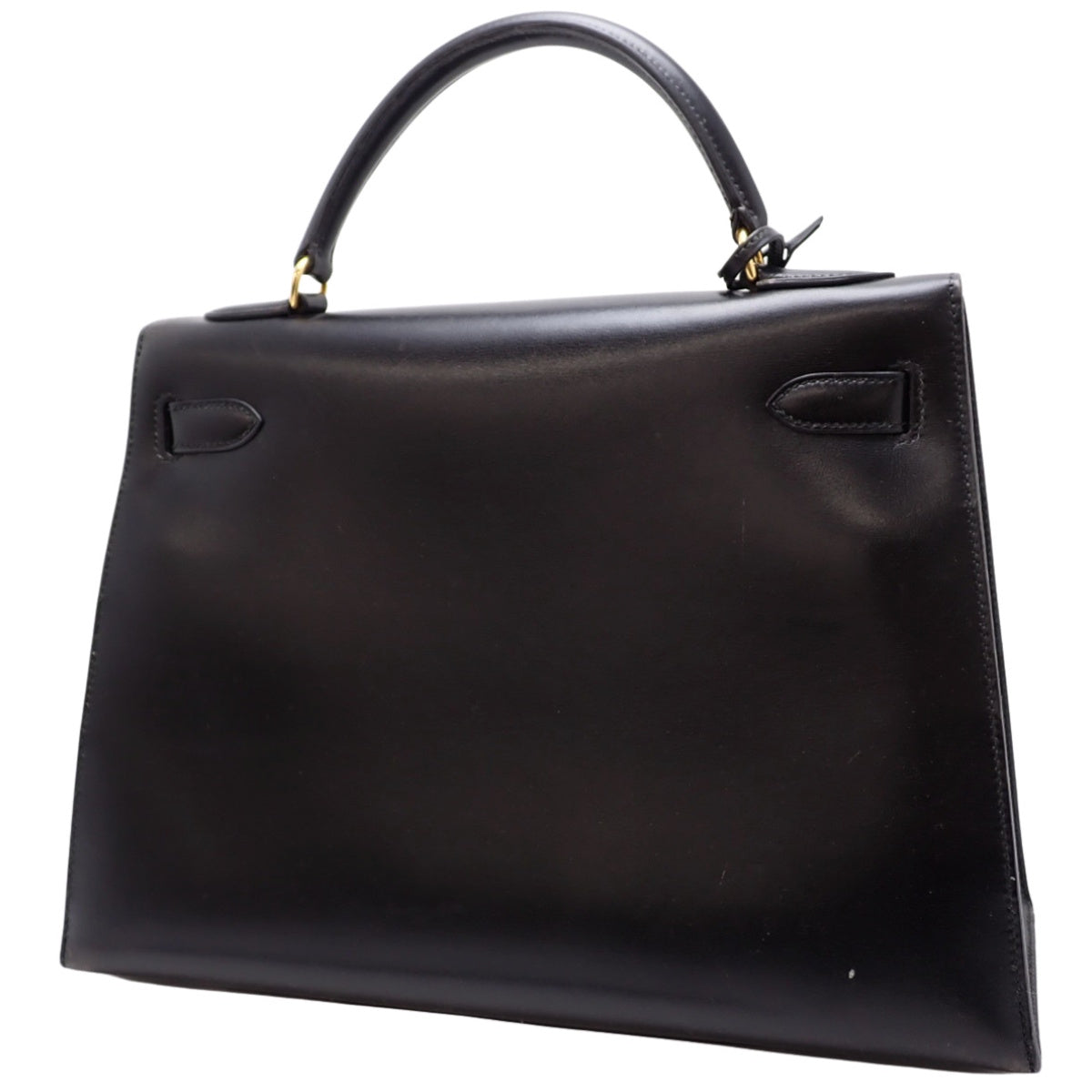 ケリー32 (外縫い) ボックスカーフ ブラック ゴールド金具 〇W刻印