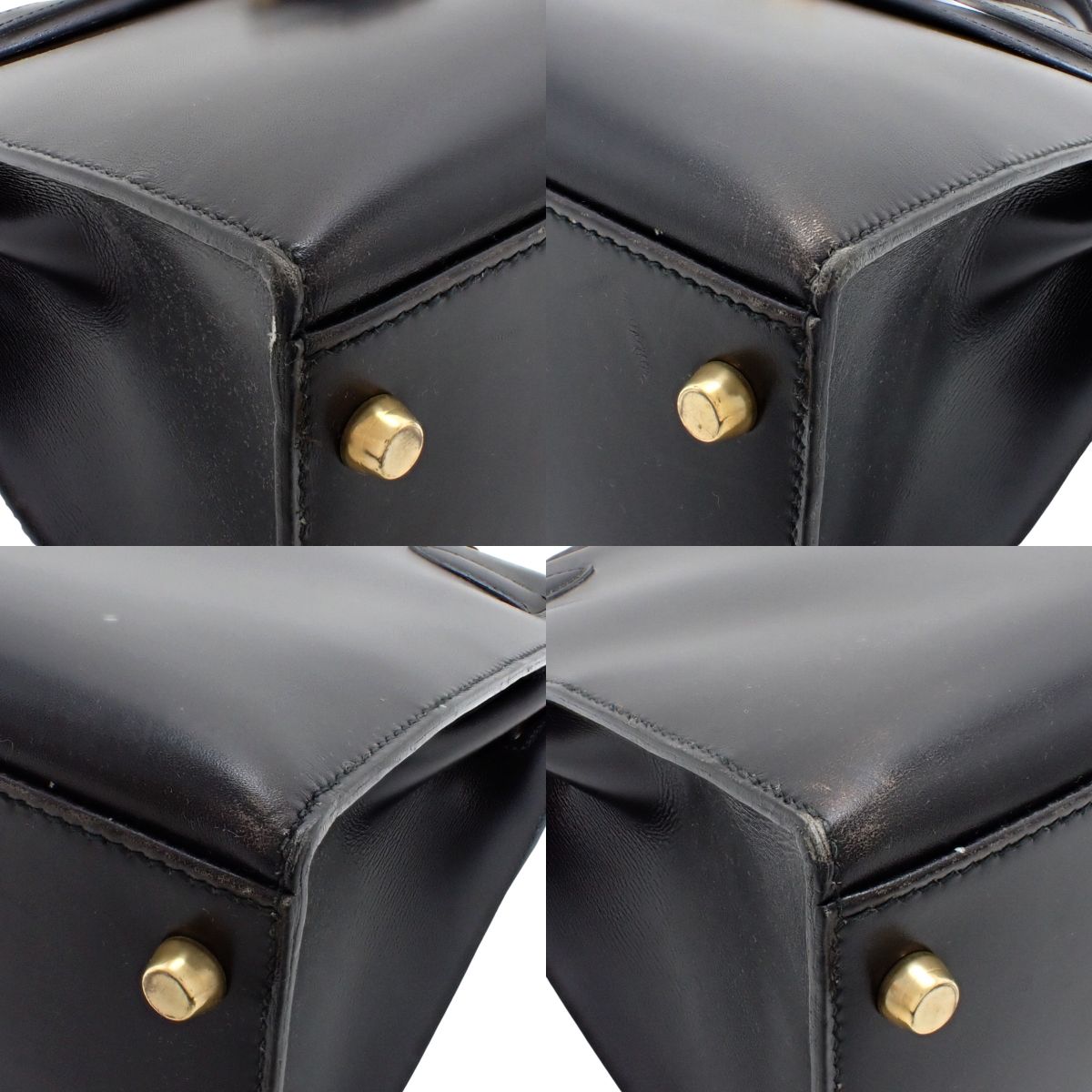 ケリー32 (外縫い) ボックスカーフ ブラック ゴールド金具 〇W刻印