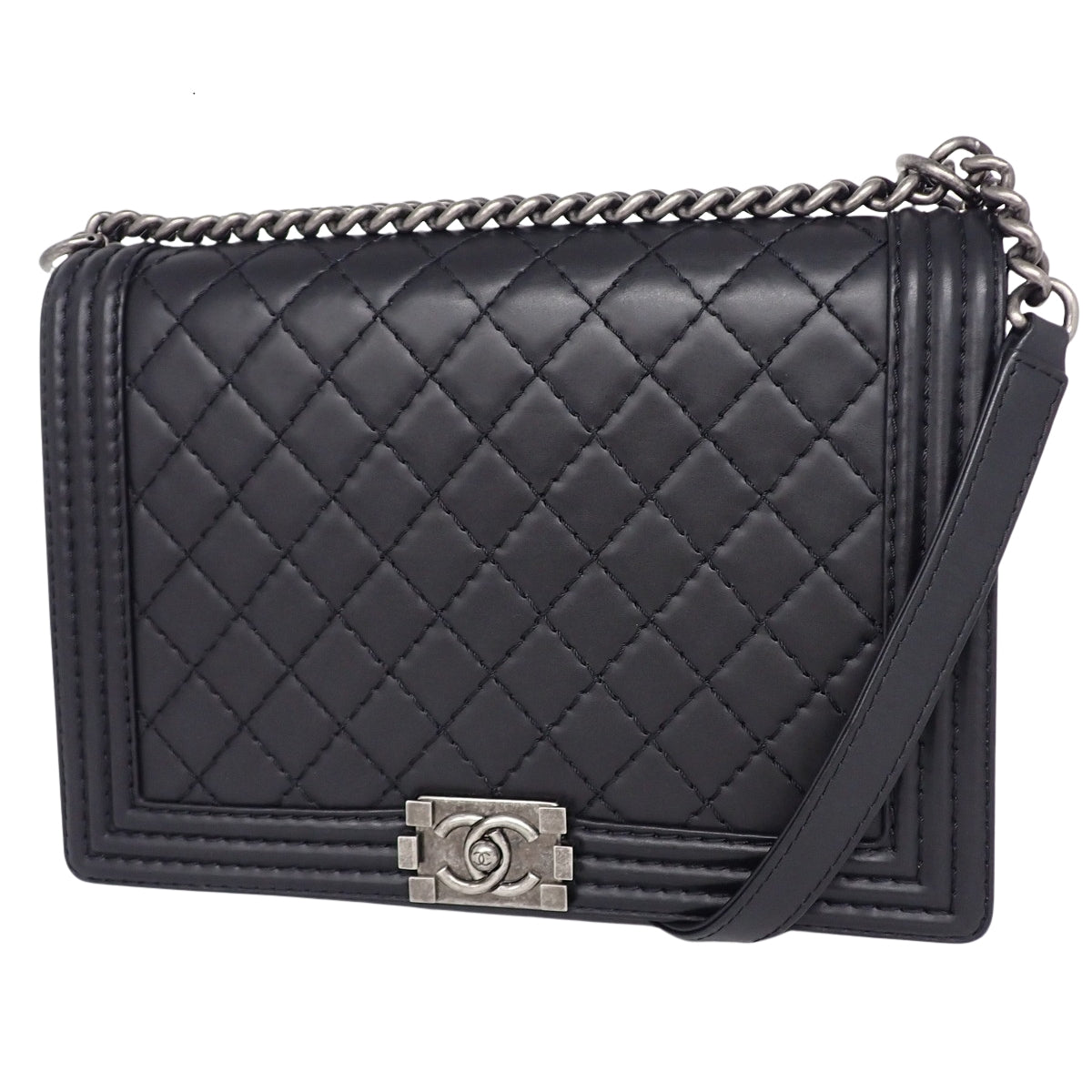 ボーイシャネル30 レザー ブラック