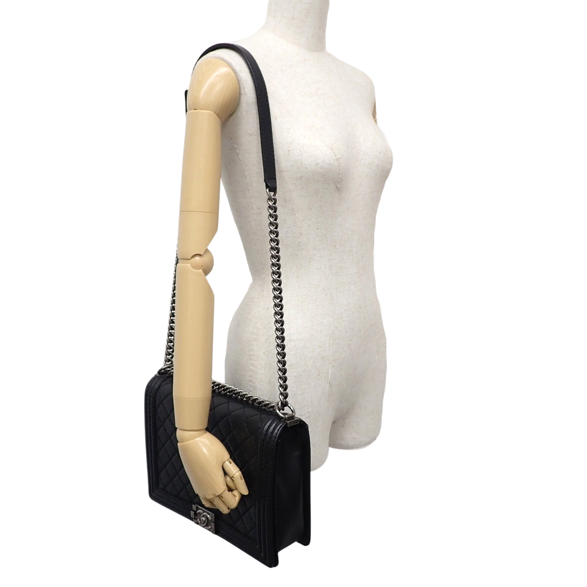 ボーイシャネル30 レザー ブラック