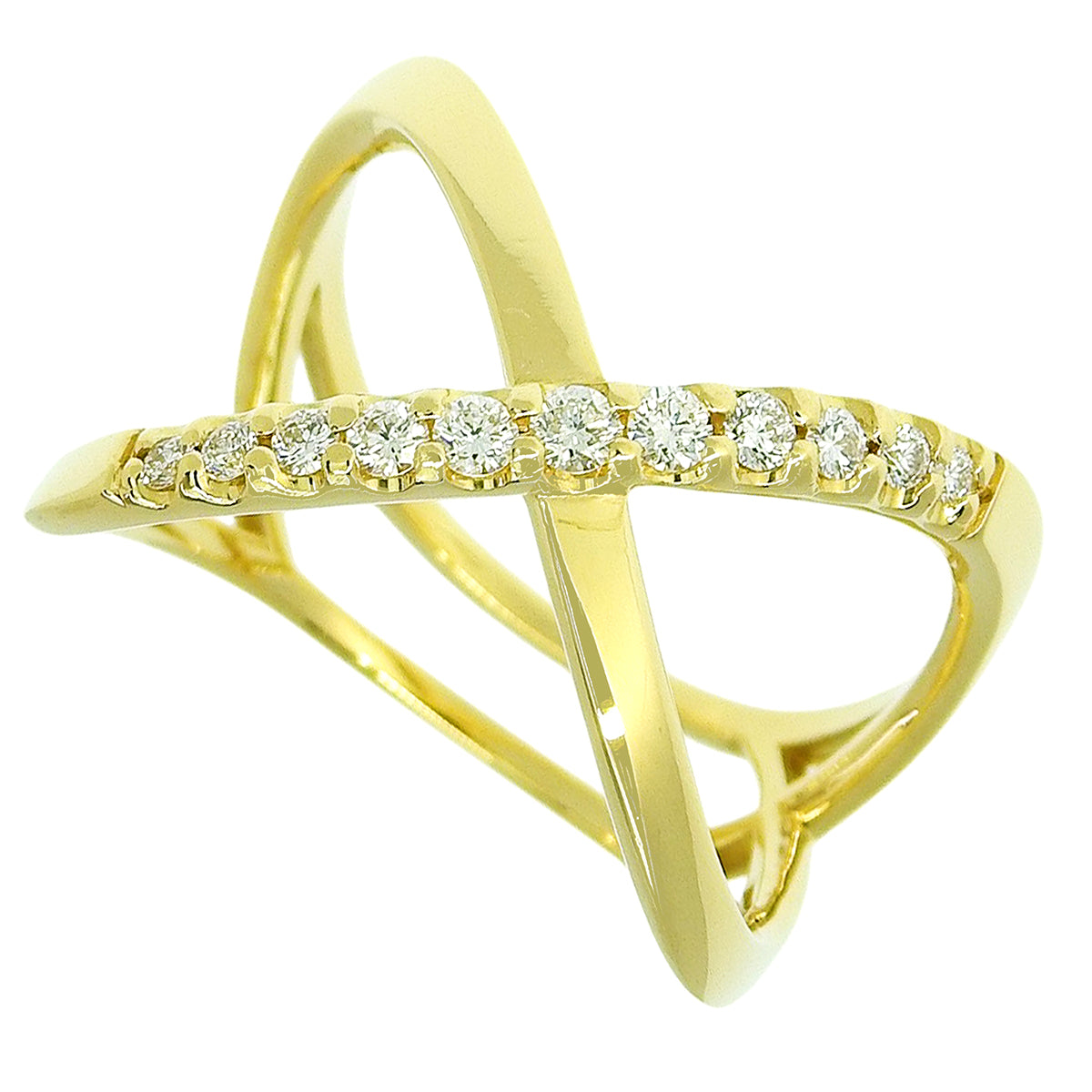Diamond Ring D0.30 Yellow Gold K18YG Size 17.5 (US 8.25) 5.7g