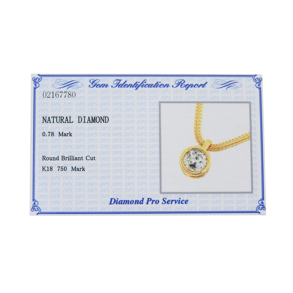Diamond Necklace D0.78 Yellow Gold K18YG 6.1g