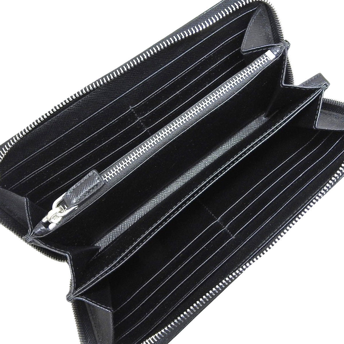 圆形拉链钱包，Saffiano皮革，黑色