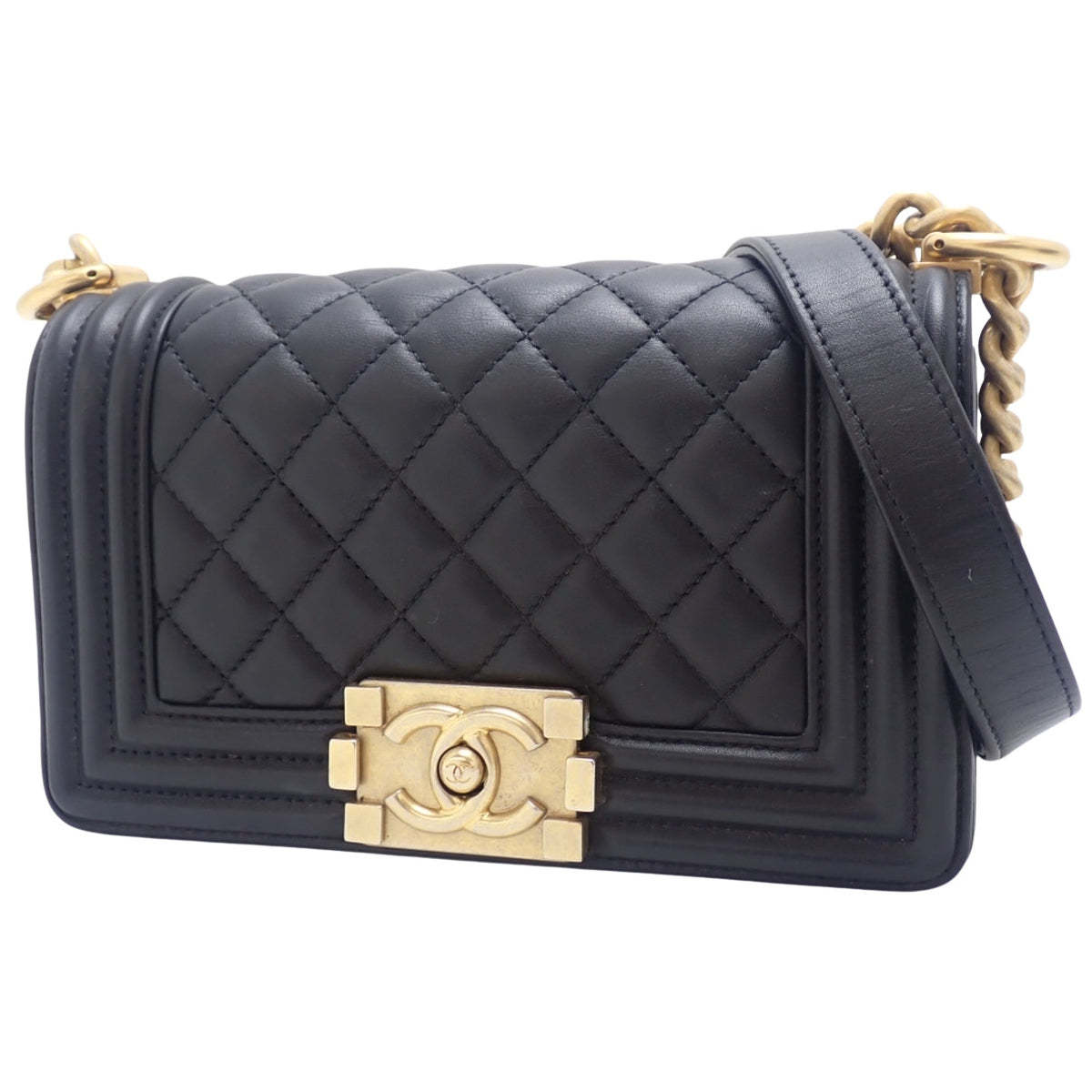 ボーイシャネル ココマーク チェーンショルダーバッグ ラムスキン ブラック