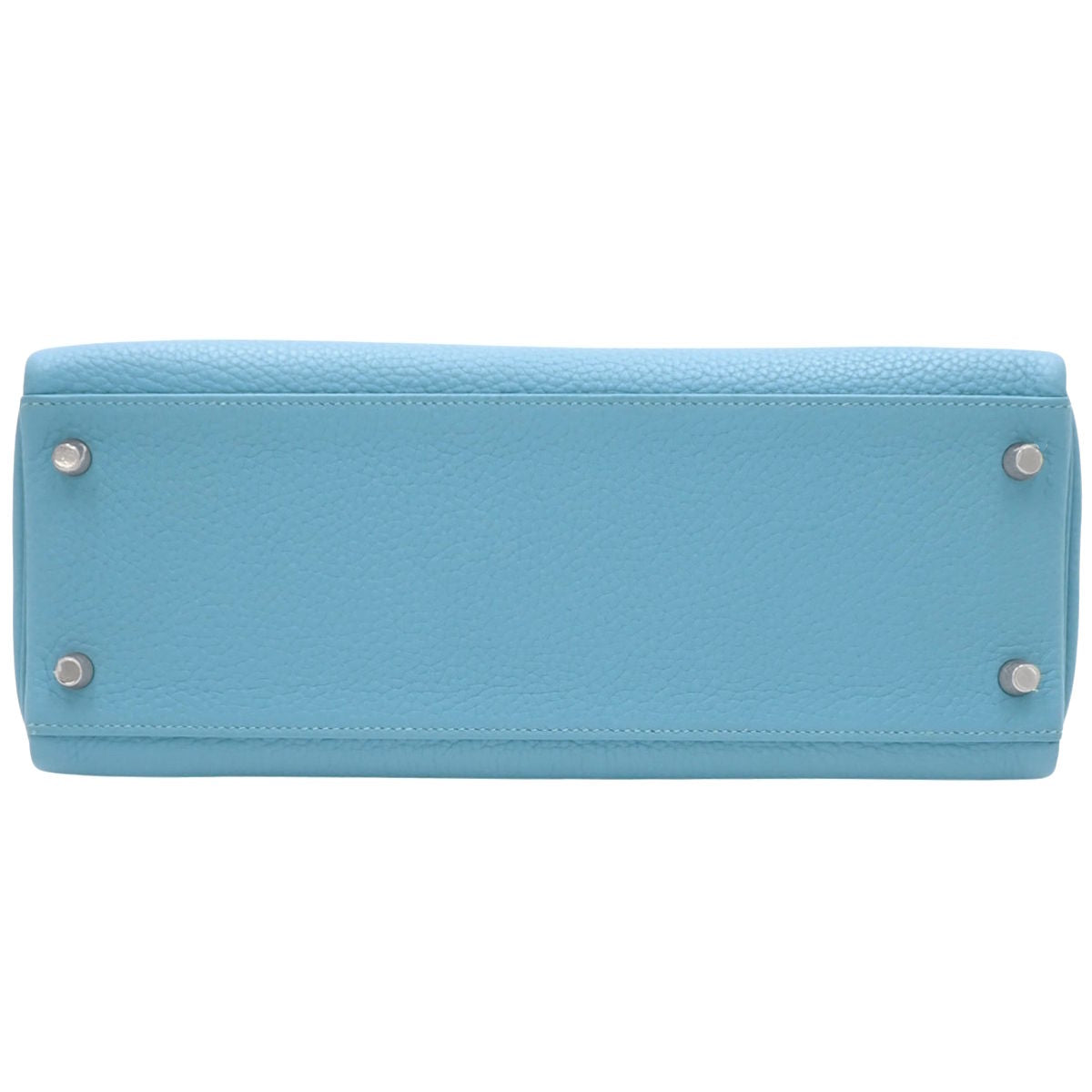 Kelly 32 (inside stitching) Taurillon Clemence Blue Noir silver hardware D stamp