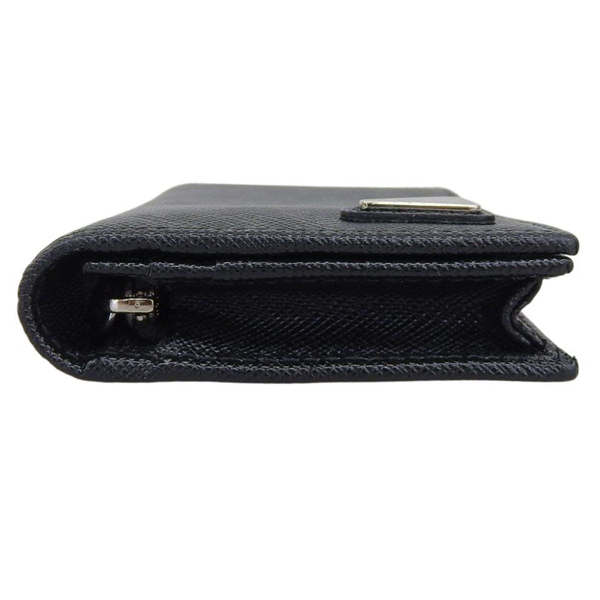 Triangle Wallet, Saffiano Leather, Black
