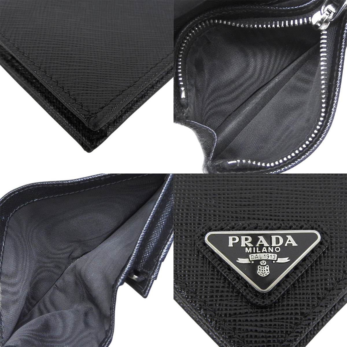 Triangle Wallet, Saffiano Leather, Black