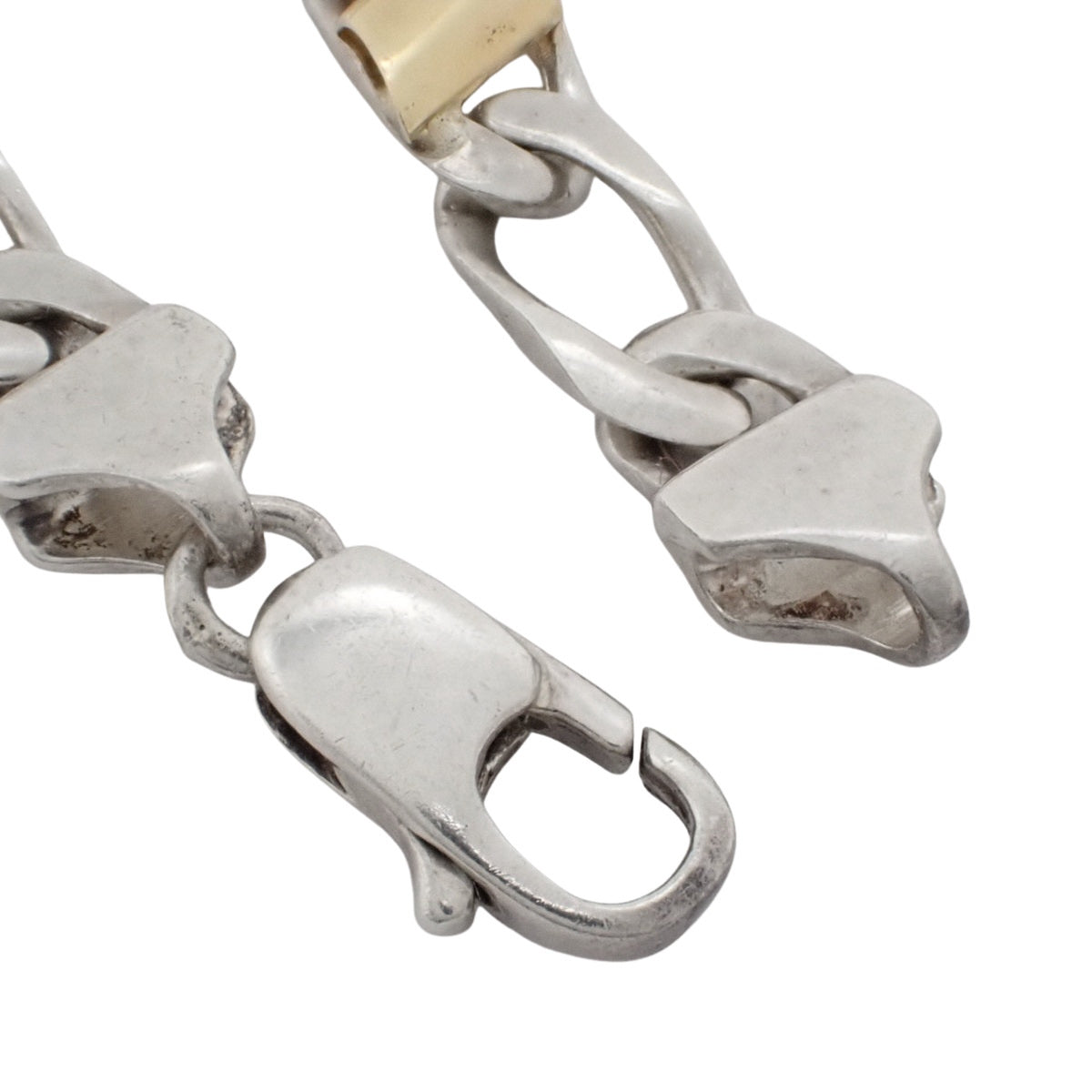 Figaro Link Bracelet Silver SV925 Yellow Gold K18YG