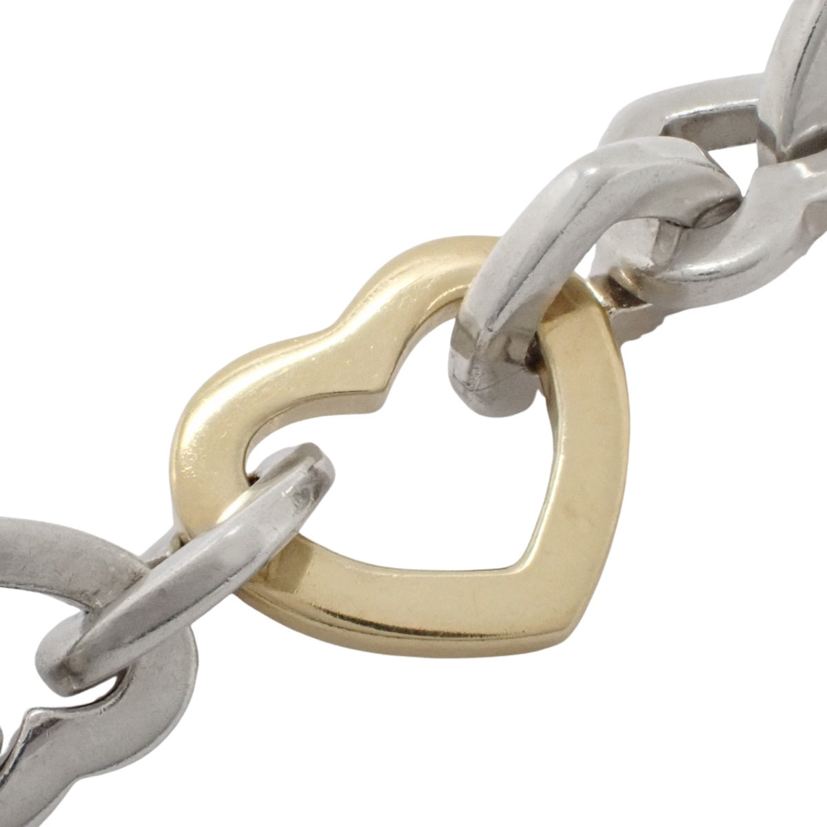 Heart Link Bracelet Silver SV925 Yellow Gold K18YG