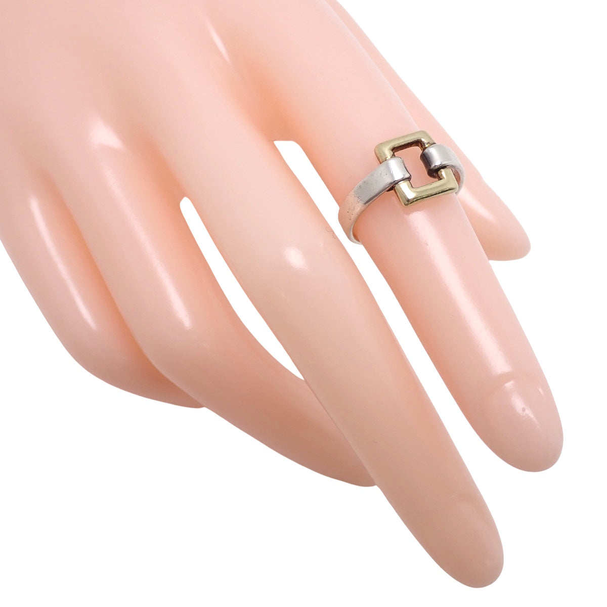 オープンスクエア リング シルバー SV925 イエローゴールド K18YG 8.5(48.5)号