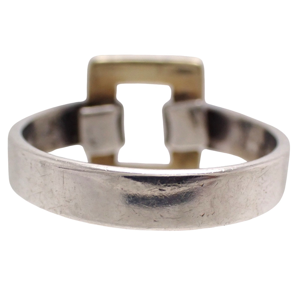 オープンスクエア リング シルバー SV925 イエローゴールド K18YG 8.5(48.5)号