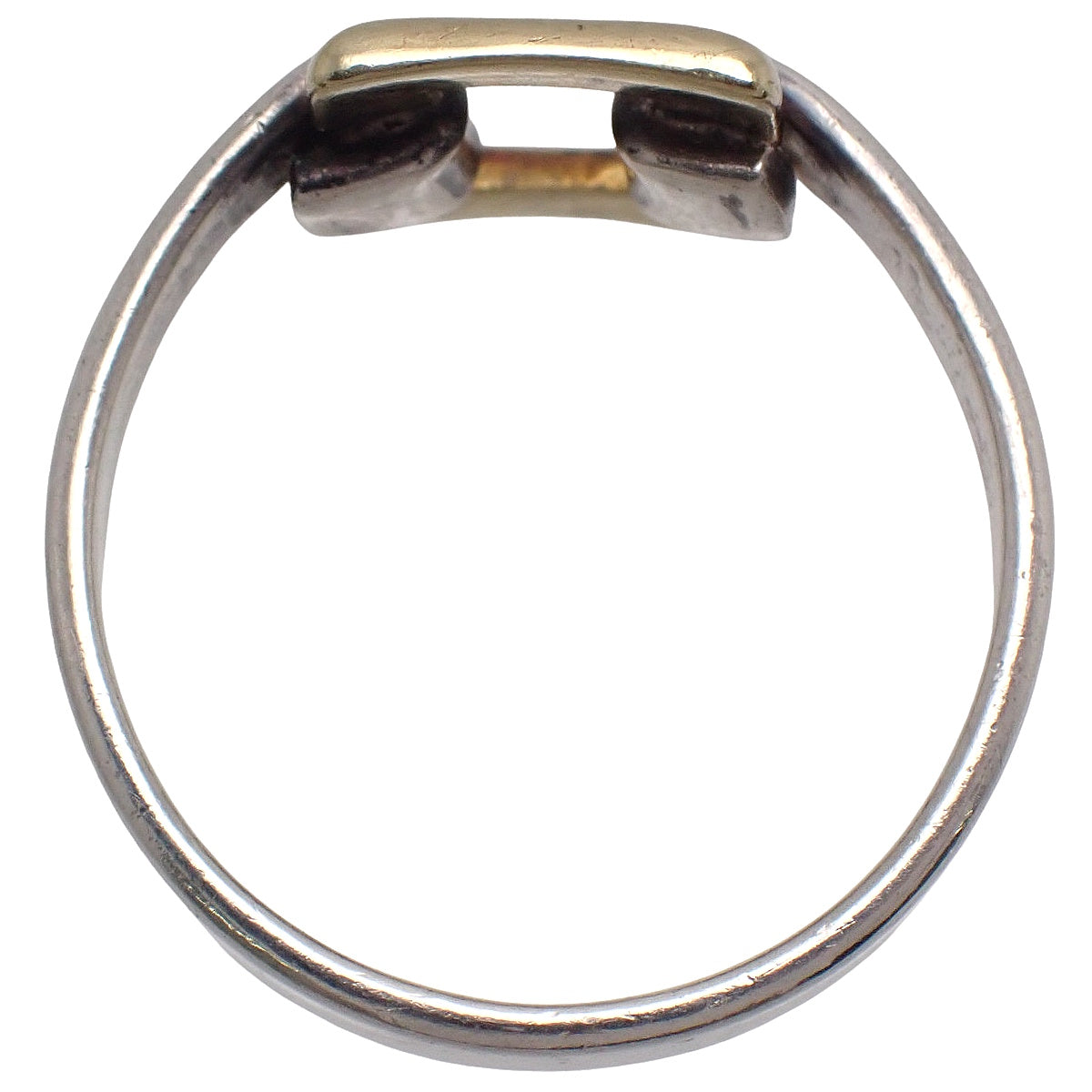 オープンスクエア リング シルバー SV925 イエローゴールド K18YG 8.5(48.5)号