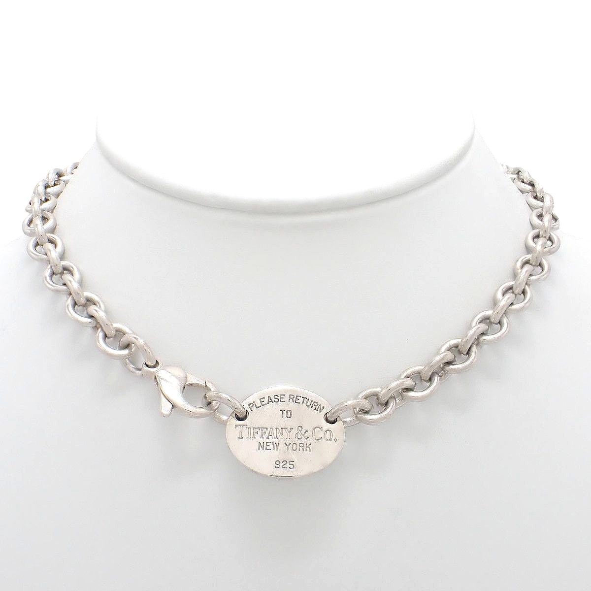 Oval tag necklace in silver SV925