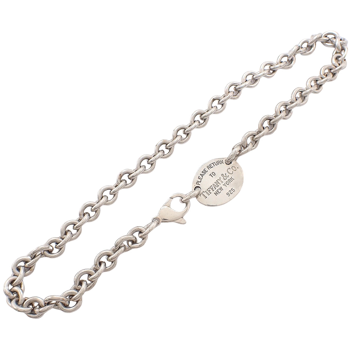 Oval tag necklace in silver SV925