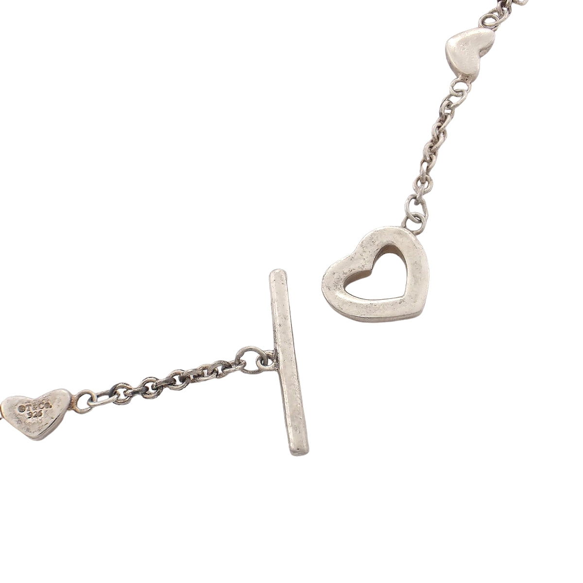 Heart Link Lariat Necklace Silver SV925