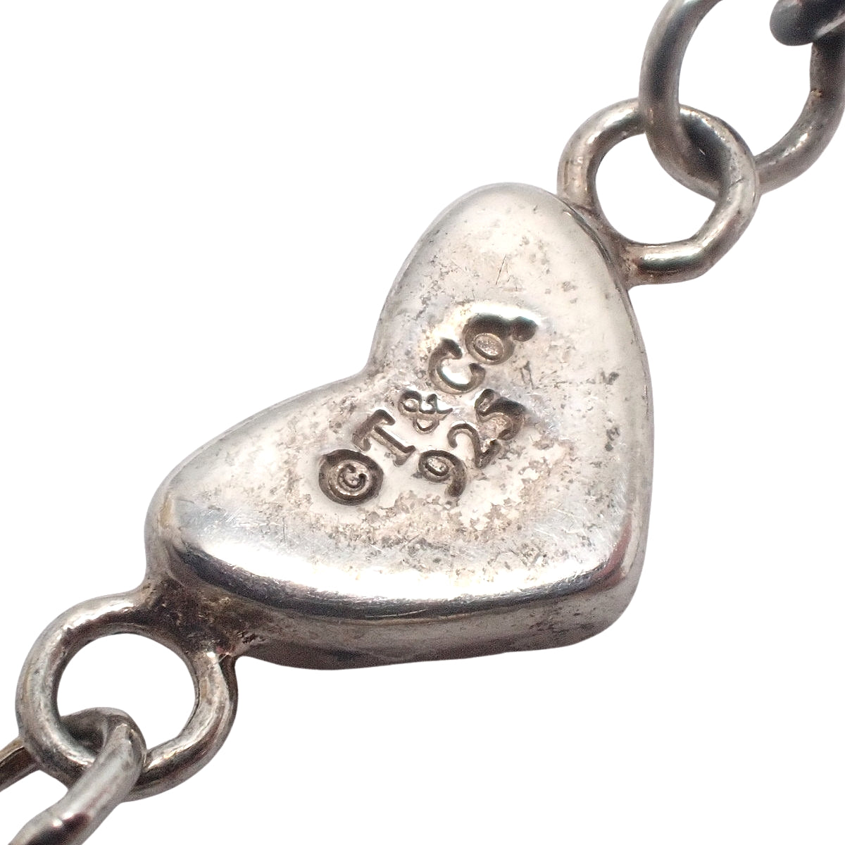 Heart Link Lariat Necklace Silver SV925